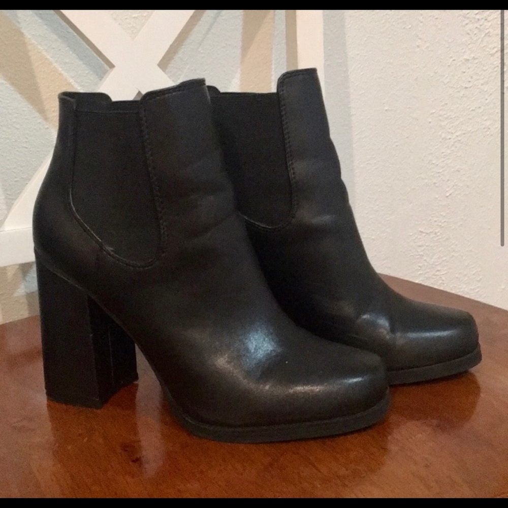 Black leather ankle boots